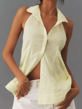 Anthropologie Halter Collared Top